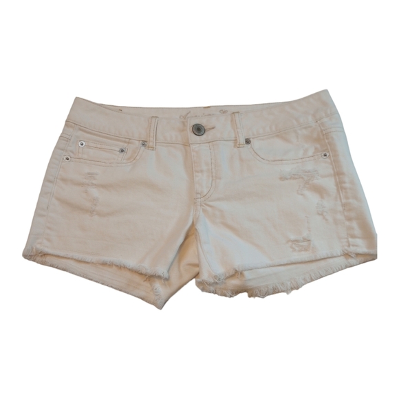 American Eagle Outfitters Pants - American Eagle Women's Denim Cut Off Shorts Distressed 5 Pocket Stretch White 6